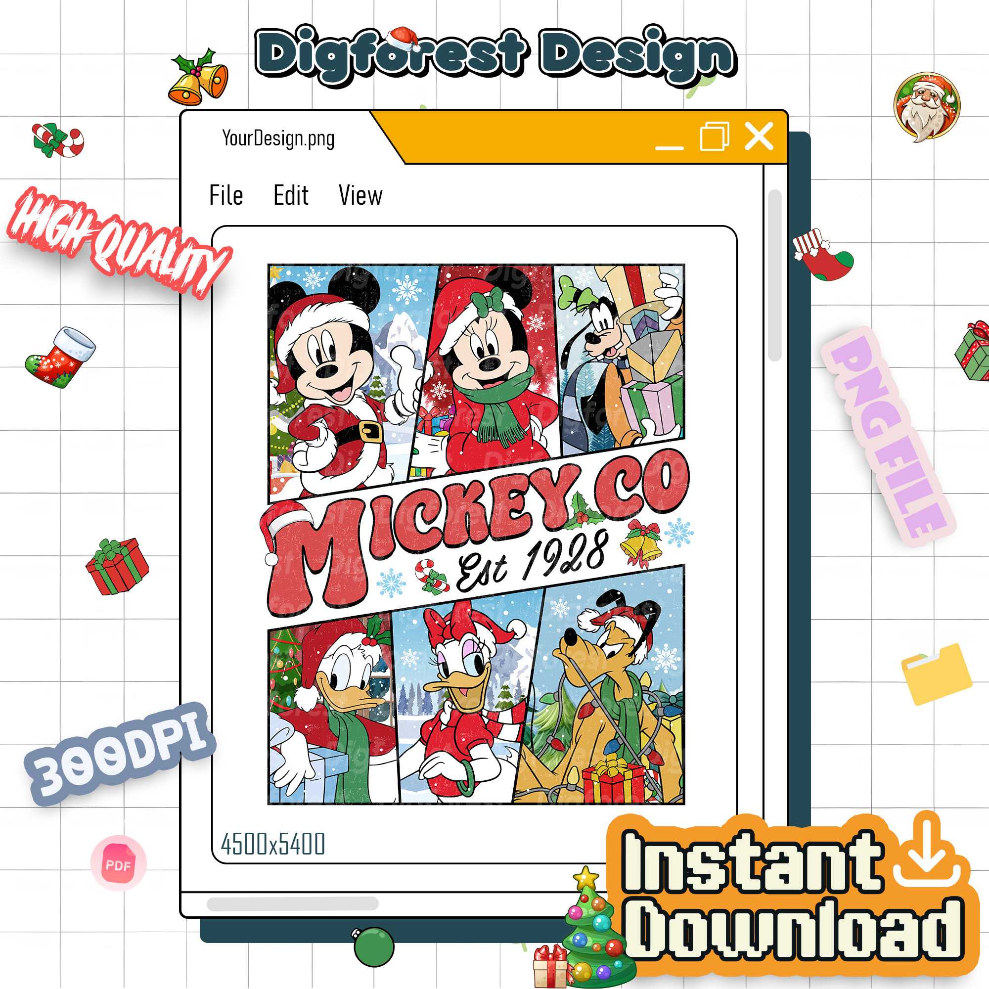 Vintage Mickey & Friends PNG – Disneyland Christmas PNG, Christmas Family Digital Download Vintage Disneyland Christmas PNG – Mickey & Friends PNG, Christmas Family Digital Download