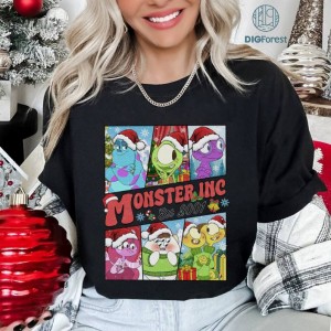 Disney Monsters Inc Mike Present And Santa Sully Christmas Light Png | Mickeys Very Merry Xmas Party Family Shirt | Disneyland Vacation Gift | Digital Download