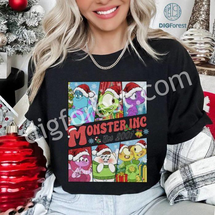 Disney Monsters Inc Mike Present And Santa Sully Christmas Light Png | Mickeys Very Merry Xmas Party Family Shirt | Disneyland Vacation Gift | Digital Download