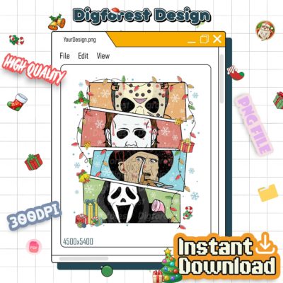 Horror Characters Christmas PNG – Horror Movie Xmas 2025 PNG, Killers, Scary Holiday Gifts