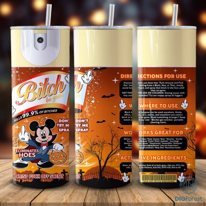 Disney Mickey Spray 20oz Skinny Tumbler Png, Mickey Halloween Tumbler, Boo Tumbler Pumpkin Jack Tumbler, Spooky Vibes Halloween Png