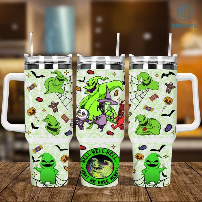 Halloween 40oz Tumbler Wrap, Cartoon 40oz Handle Tumbler, 40oz Halloween Tumbler, Halloween Sublimation, Spooky Vibes,Retro Halloween Png