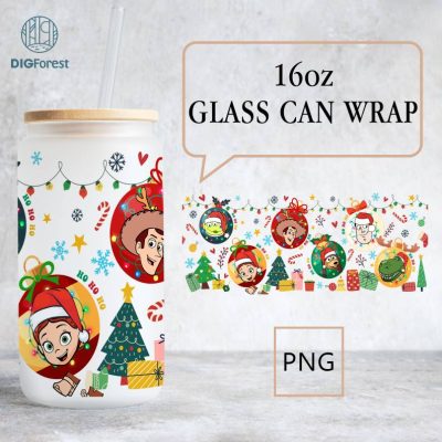 Disney Toy Story Christmas Coffee 16oz Glass Can Wrap, Woody 16oz Libbey Can Glass, Coffee Latte Tumbler Wrap, Glass Can Wrap, Coffee Tumbler Wrap Disney Toy Story Christmas Coffee 16oz Glass Can Wrap, Woody 16oz Libbey Can Glass, Coffee Latte Tumbler Wrap, Glass Can Wrap, Coffee Tumbler Wrap