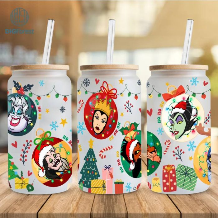 Disney Villian 16oz libbey can Christmas PNG, 16oz Glass Can Wrap, Disneyland 16oz Libbey Can Glass, Villian Catoon Tumbler Wrap, Cruella de Vil