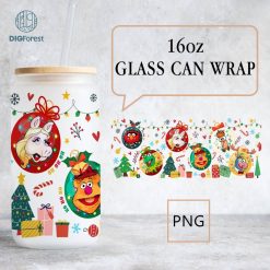 The Muppet Show Christmas 16oz libbey can Cartoon PNG, The Muppets 16oz Glass Can Wrap, Disneyland Christmas Tumbler Wrap, Glass Can Wrap