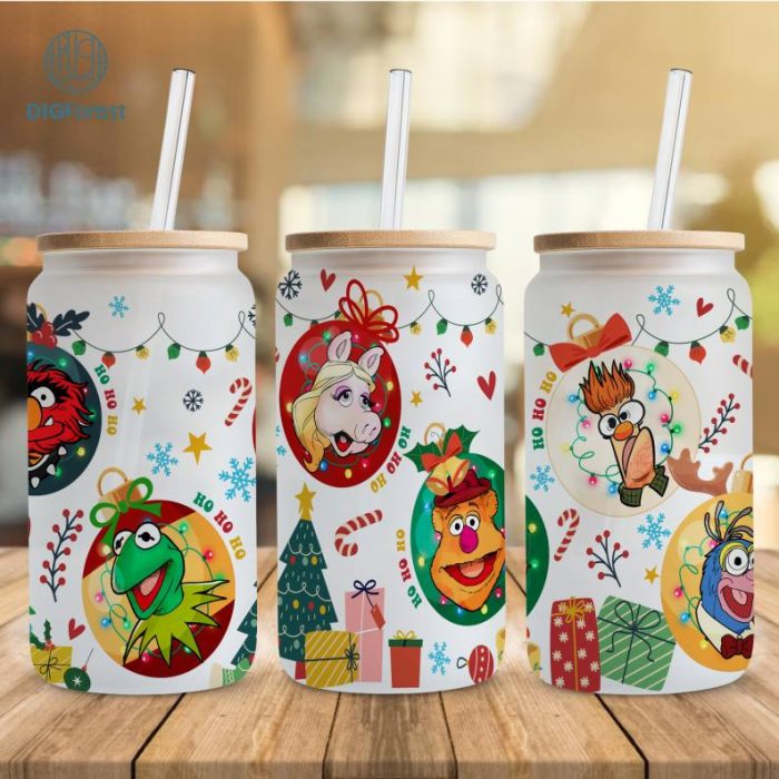 The Muppet Show Christmas 16oz libbey can Cartoon PNG, The Muppets 16oz Glass Can Wrap, Disneyland Christmas Tumbler Wrap, Glass Can Wrap