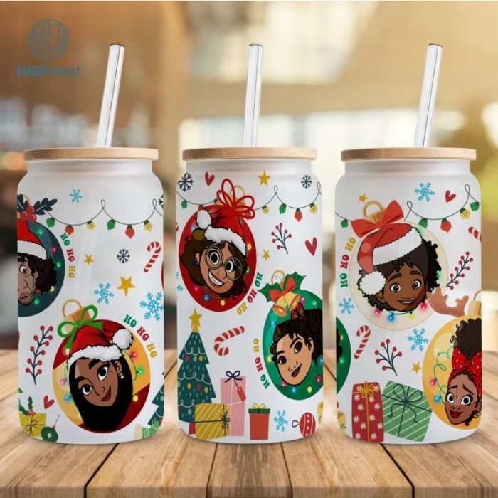 Disney Encanto Christmas 16oz libbey can Cartoon PNG, Mirabel Madriga 16oz Glass Can Wrap, Disneyland Christmas Tumbler Wrap, Full Glass Can Wrap