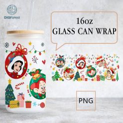 Disney Snow White and 7 Dwarfs Christmas 16oz libbey can Cartoon PNG, 16oz Glass Can Wrap, Disneyland Christmas Tumbler Wrap, Full Glass Can Wrap