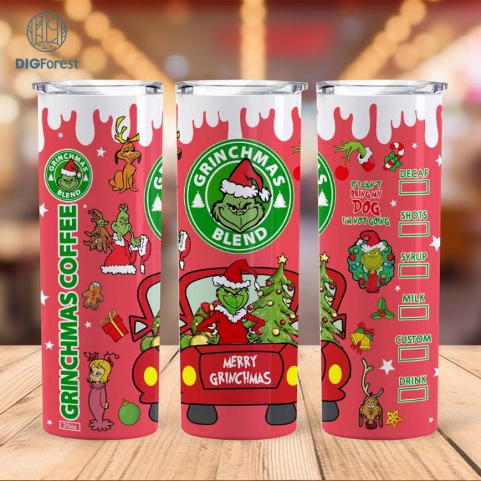 Grinch Merry Christmas 20 oz Tumbler Wrap, Grinch Merry Christmas 20oz Tumbler Digital Design Png, Grinchmas 20oz Tumbler Png