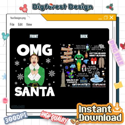 Buddy the Elf Vintage Quotes Christmas Light PNG – Classic 90s Movie, Disneyland Family Trip Gift