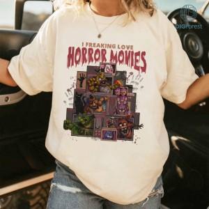 I Freaking Love Horror Movie Png | Five Nights at Freddy Shirt | Freddy Fazbear Bonnie Chica Foxy Png | Fnaf Horror Halloween Party Png | Digital Download
