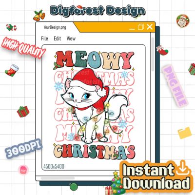 Disneyland Aristocats Santa Marie Christmas Lights PNG – Meowy Christmas Shirt, Very Merry Xmas Party Design