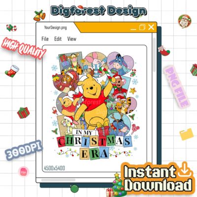 Disney Pooh Bear In My Christmas Era PNG – Pooh & Friends Xmas Shirt, Disneyland Party 2025, Eras Tour Design