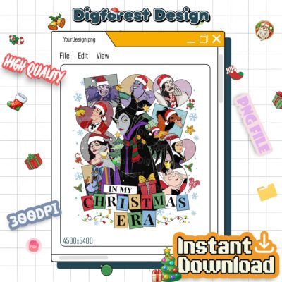 Disney Maleficent Christmas Era PNG – Retro Villain PNG, Sleeping Beauty Disneyland Family Trip 2025 Design