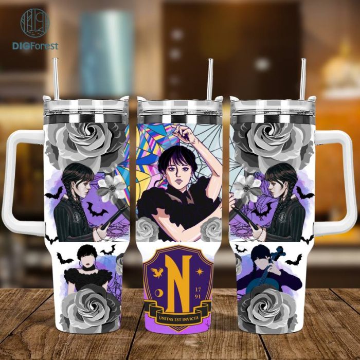 Wednesday 40oz Tumbler Wrap Design, Movie Characters 40oz Tumbler Wrap Png, Halloween Characters 2 pieces 40 oz Tumbler Png, Villains 40oz Tumbler Png Sublimation Designs