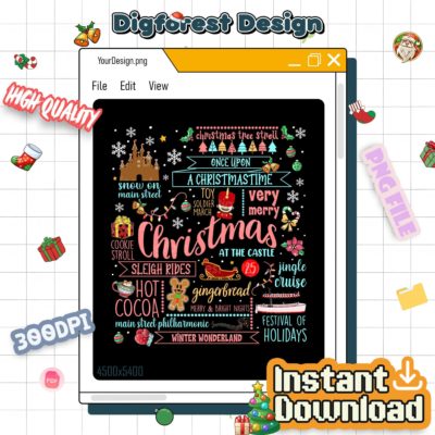 Gingerbread & Xmas Movies Christmas PNG – Disney Mickey’s Very Merry Sublimation Design, Disneyland 2025 PNG