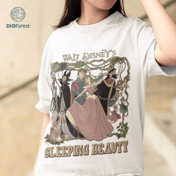 Retro Disney Sleeping Beauty Squad Png | Aurora Princess Villains Maleficent | Disney Family Matching Shirts | Aurora Princess Png