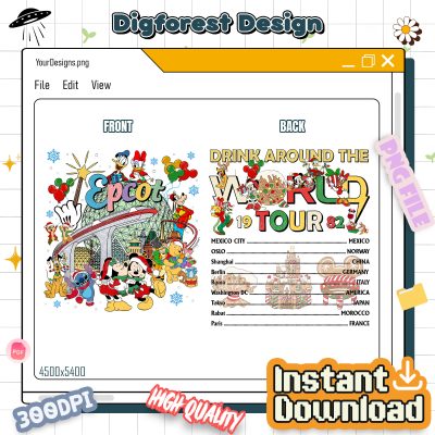 Disney Epcot Drinking Around The World PNG - Disneyland Drinking Team PNG, Merry Christmas PNG