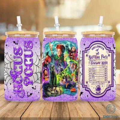 Hocus Pocus Sanderson Sisters, 16 Oz Libbey Glass Can Tumbler Sublimation Designs, Hocus Pocus, Nutrition Facts, Halloween, Digital Download