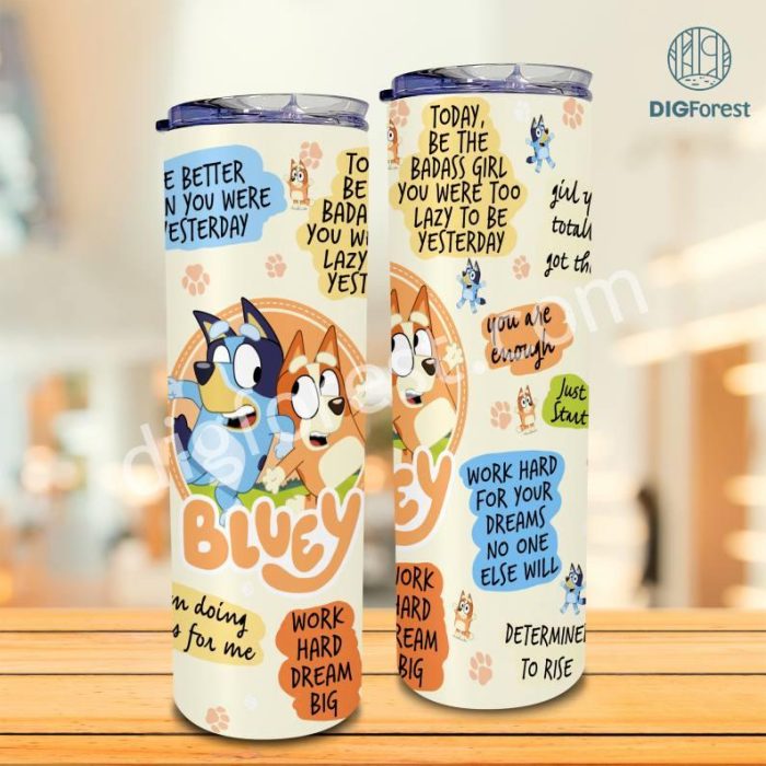 Bluey Dog 20oz Tumblers PNG, Bluey Dog Print Tumbler Wrap, Bluey Coffee Tumbler Png, Bluey Bingo Cartoon Tumbler Wrap, Bluey groovy tumbler