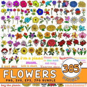 Flower SVG Bundle PNG Instant Download, Floral Svg, Svg Files For Cricut, Png Sublimation Design, Svg Digital Download