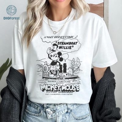 Steamboat Willie Disney Mickey Mouse PNG File | Vintage Mickey Mouse | 1928 Mickey Mouse | 100 Years Of Wonder | Sublimation Designs