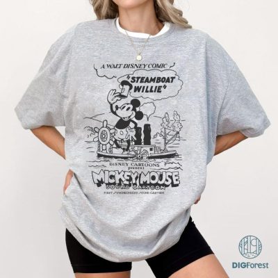 Steamboat Willie Disney Mickey Mouse PNG File | Vintage Mickey Mouse | 1928 Mickey Mouse | 100 Years Of Wonder | Sublimation Designs