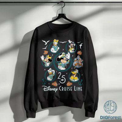 Cruise Line 25th Silver Anniversary at Sea Shirt – Mickey and Friends Cruise Group Tee, Family Cruise Trip 2025 Shirt, Finding Nemo Vacation Shirt