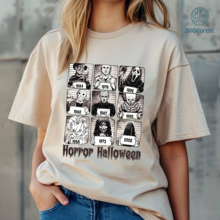 Halloween Horror Shirt, Horror Movie Killers Mugshots Shirt, Scary Halloween Party Sublimation Design, Spooky Season Shirt, Horror Fan Gift Shirt