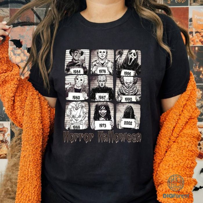 Halloween Horror Shirt, Horror Movie Killers Mugshots Shirt, Scary Halloween Party Sublimation Design, Spooky Season Shirt, Horror Fan Gift Shirt