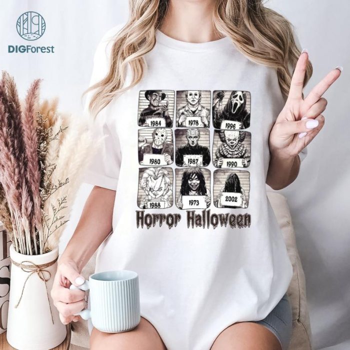 Halloween Horror Shirt, Horror Movie Killers Mugshots Shirt, Scary Halloween Party Sublimation Design, Spooky Season Shirt, Horror Fan Gift Shirt