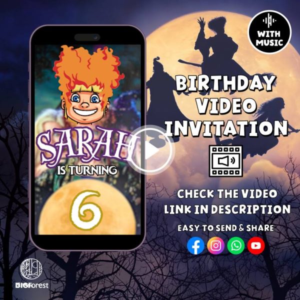 Hocus Pocus Birthday Invitation Video | Sanderson Sisters Birthday Video Invite | Halloween Invitation | Editable Video Invitation
