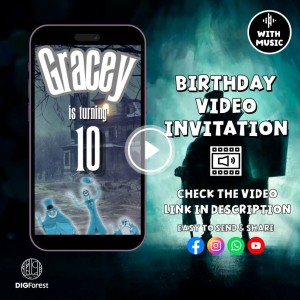 The Haunted Mansion Birthday Invitation Video | The Haunted Mansion Halloween Digital Invitation | Birthday Party Video Invitation
