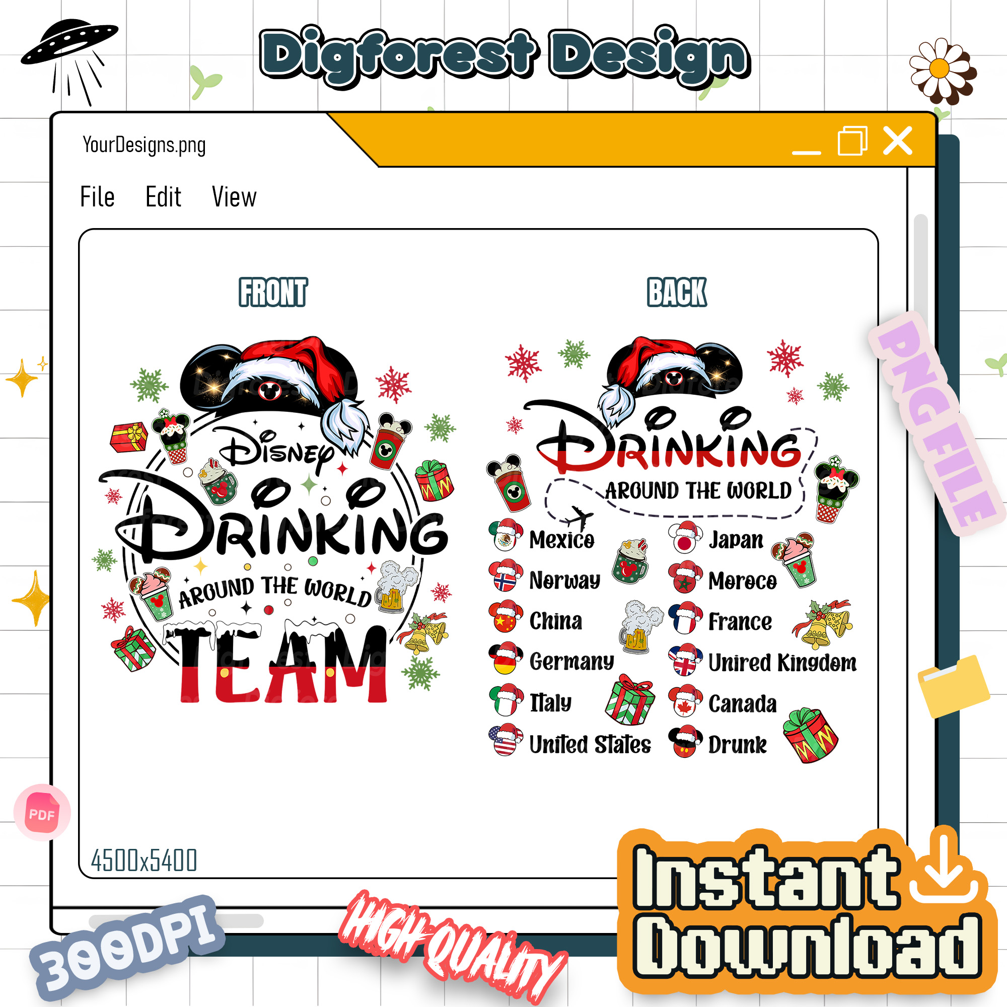 Drinking Around The World Christmas PNG - Mickey Ears Holiday PNG, Epcot Christmas Design, Disneyland Gift Drinking Around The World Christmas PNG - Mickey Ears Holiday PNG, Epcot Christmas Design, Disneyland Gift