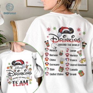 Two-sided Drinking Around The World Png, Mickey Ears Christmas Shirt, Epcot Christmas Design, Disneyland Christmas, Christmas Gifts, Digital Download