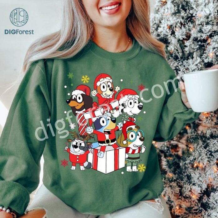 Bluey Christmas Shirt | Blue Dog Holiday Sublimation | Family Christmas Shirt Png | Bluey Christmas Sublimation Design | Digital Download