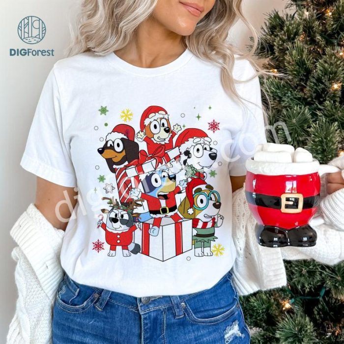 Bluey Christmas Shirt | Blue Dog Holiday Sublimation | Family Christmas Shirt Png | Bluey Christmas Sublimation Design | Digital Download