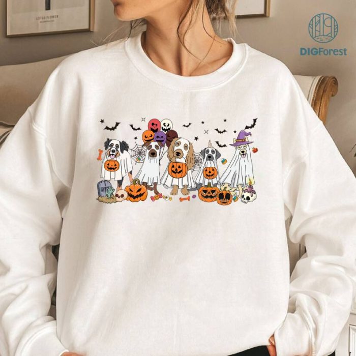 Halloween Sublimation Shirt | Halloween Ghost Dog Png | Retro Spooky Season | Ghost Png | Funny Ghost Dog Clipart | Spooky Vibes Png