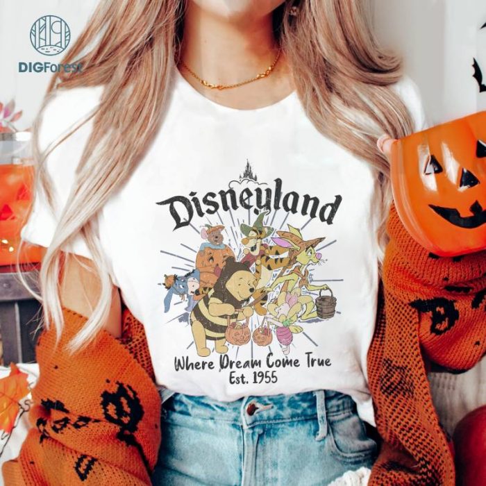 Disneyland Halloween Where Dream Come True Png, Disney Pooh Halloween Png, Pooh Bear Halloween Shirt, Png Files For Sublimation, Mickey Not So Scary