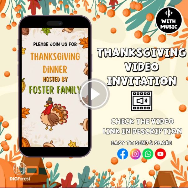 Thanksgiving Invitation Video | Digital Invitation | Friendsgiving Video Invite | Canva Template | Digital Download | Thanksgiving Invite