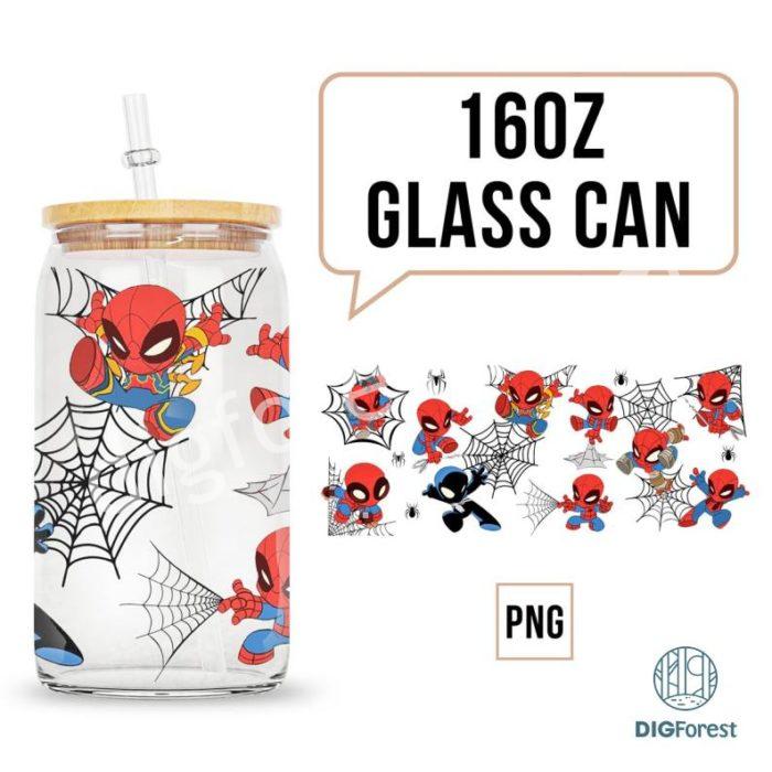 Spider-Man Across the Spider-Verse, 16oz Can Glass, Libbey Can Glass Spider Man 2023, Miles Morales Png,Black Spider-Man Png,Spider-Punk Png