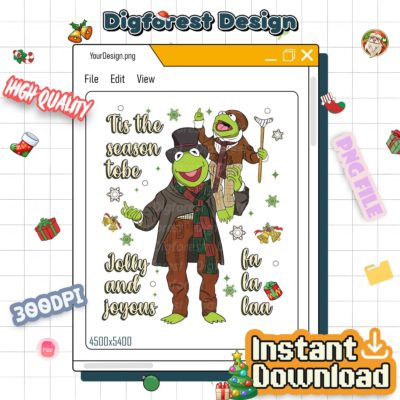 Muppet Christmas Carol Kermit PNG – Kermit the Frog Xmas Shirt, Very Merry Disneyland Trip Design