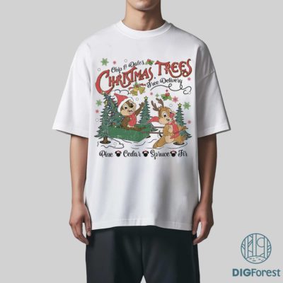 Vintage Disney Chip & Dale’s Christmas Trees PNG – Chip & Dale Christmas PNG, Very Merry Xmas Double Trouble Design