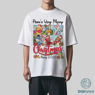 Pooh Very Merry Christmas Party 2025 PNG – Pooh & Friends Christmas PNG, Disneyland Christmas PNG
