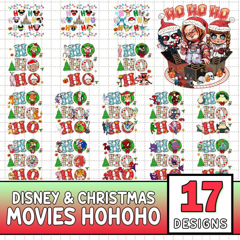 Hohoho Christmas Png Bundle, Christmas Movies Png, Digital Download, Spiderman Christmas, Pikachu, Sonic, Mickey's Very Merry Christmas 2023