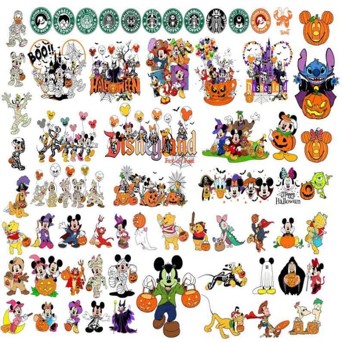 Disney Mickey and Friends Halloween Bundle Png File, Pooh Bear Halloween Png, Spooky Season, Mickey Not So Scary 2023 Png, Sublimation Designs