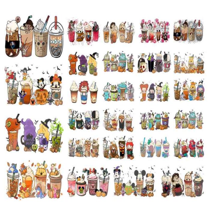 Movie Coffee Bundle Png Files, Movie Characters Coffee Bundle, Coffee Cups Png, Disneyland Halloween, Digital Download