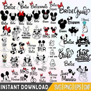 Disney Minnie Bride Wedding Bundle Png Files, Mickey Minnie Png, Mickey Couple Clipart, Bride Cricut, Disneyland Png, Instant Download