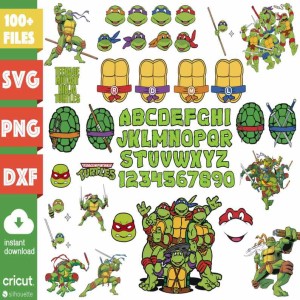 Ninja Turtle Bundle Png Files, Ninja Turtles Alphabet Png, Turtles Font Svg, Turtles Bundle Png, Instant Download, Sublimation Designs