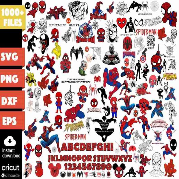 Spider Man Bundle Png Files, Spiderman Svg, Spider Man Alphabet Clipart, Avengers Superhero Png, Superhero Digital Download